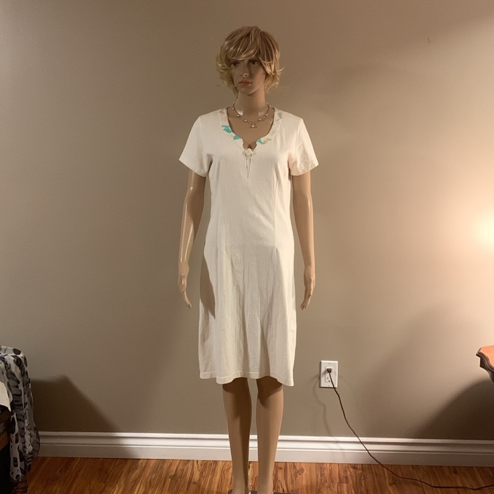The Earth Collection Dress, vintage, cream, large, 100% cotton